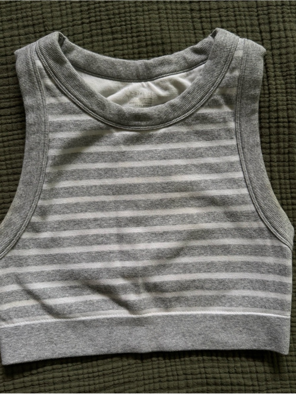 aerie Gray & White Striped Ribbed Tank Top